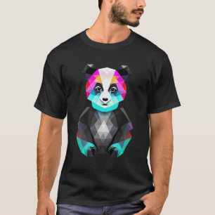 Geometrische Panda Kleurrijke Gezicht Polygonaal T-shirt
