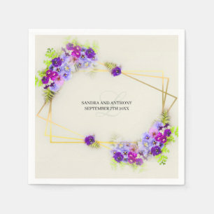 Geometrische Pansy bruiloft servet