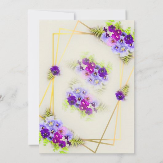 Geometrische Pansy Floral 40e verjaardag Kaart (Achterkant)