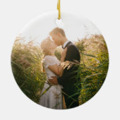 Geometrische Pas getrouwd Foto van onze eerste ker Keramisch Ornament (Achterkant)