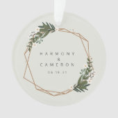 Geometrische Pas getrouwd Foto van onze eerste ker Ornament (voorkant)