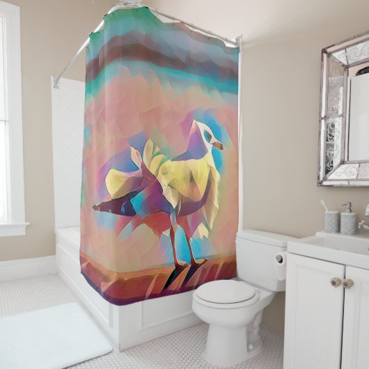 Geometrische pasteizeemijtschildpad douchegordijn (In situ)