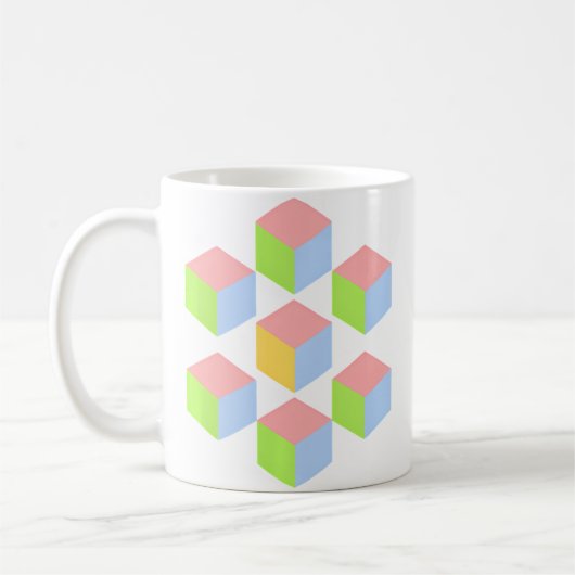 Geometrische Pastel Isometrische Optische Illusie Koffiemok (Links)