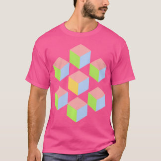 Geometrische Pastel Isometrische Optische Illusie T-shirt