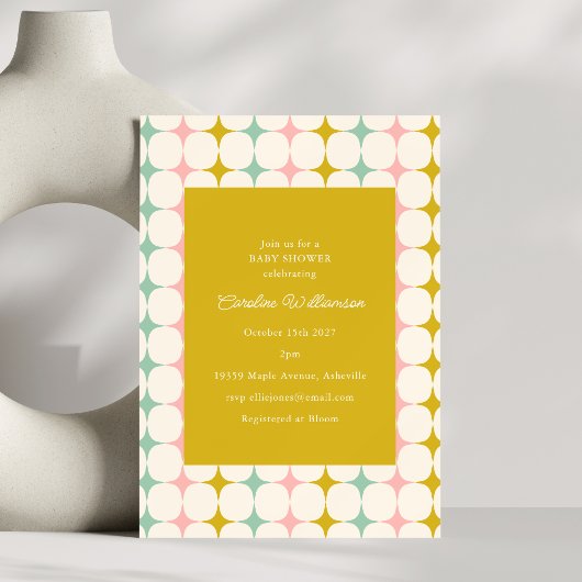 geometrische pastel MCM Stars Baby shower Kaart