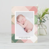 geometrische pastel moderne geboorteaankondiging kaart (Staand voorkant)