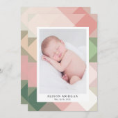 geometrische pastel moderne geboorteaankondiging kaart (Voorkant / Achterkant)