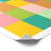 Geometrische patchwerkpleinen in Groen en Paars Poster (Hoek)