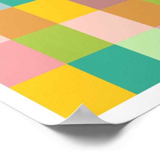 Geometrische patchwerkpleinen in Groen en Paars Poster (Hoek)