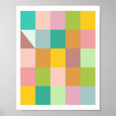 Geometrische patchwerkpleinen in Groen en Paars Poster (Voorkant)