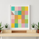 Geometrische patchwerkpleinen in Groen en Paars Poster<br><div class="desc">Geometrische patchwerkpleinen in het groene en Paarse Poster</div>