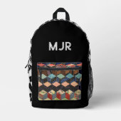 Geometrische Patchwork Diamant Monogram Harlekijn Bedrukte Rugzak (Voorkant)