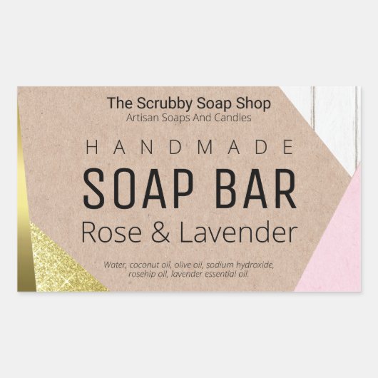 Geometrische Patchwork Handgemaakte Zeep Labels (Voorkant)