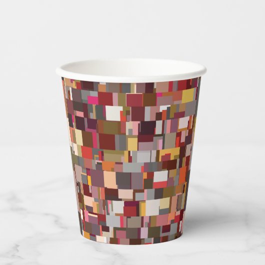 Geometrische patchwork mozaïekpatroon papieren bekers (Voorkant)