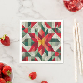 Geometrische Patchwork Poinsettia Decoupage servet