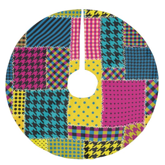 Geometrische patchwork: Rechthoek Naadloze Achterg Kerstboom Rok (Voorkant)