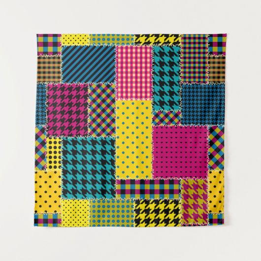 Geometrische patchwork: Rechthoek Naadloze Achterg Wandkleed (Voorkant)