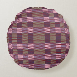 Geometrische patchwork-werpkussen – Modern paars C Rond Kussen