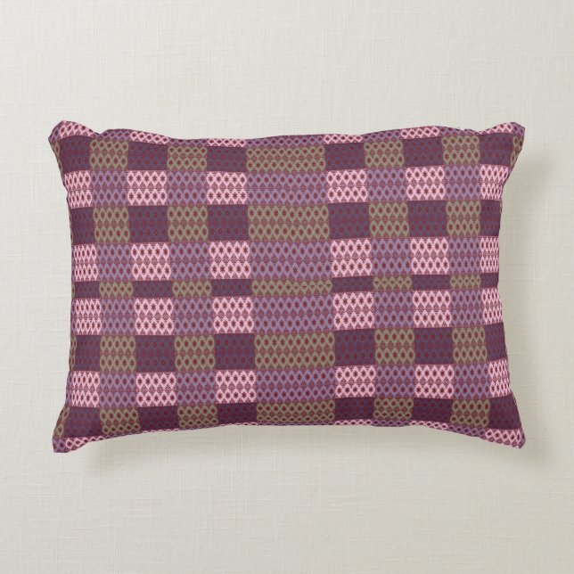 Geometrische Patchwork Worpkussen – Modern Paars C Accent Kussen (Voorkant)