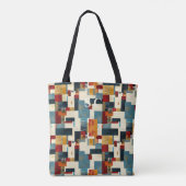  Geometrische patchworkmix in rood, geel, blauw  Tote Bag (Achterkant)