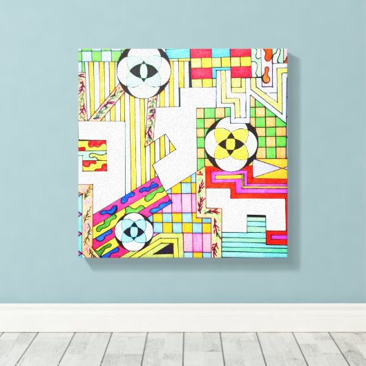 Geometrische patronen canvas afdruk (Insitu (Houten vloer))