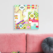 Geometrische patronen canvas afdruk (Insitu (Woonkamer))