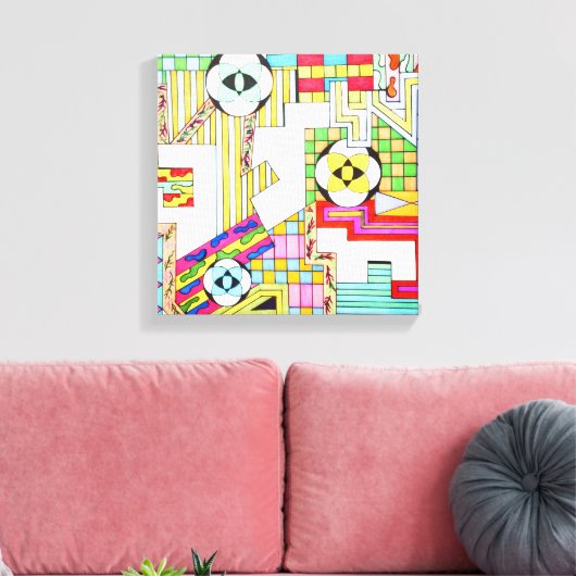 Geometrische patronen canvas afdruk (Insitu (Woonkamer))