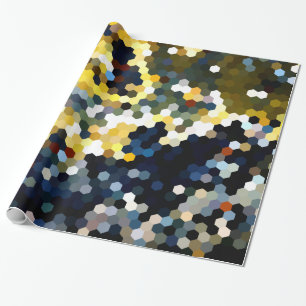 Geometrische patronen Gele en blauwe hexagons Cadeaupapier