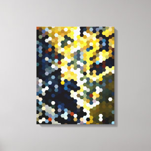 Geometrische patronen   Gele en blauwe hexagons Canvas Afdruk