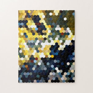 Geometrische patronen   Gele en blauwe hexagons Legpuzzel