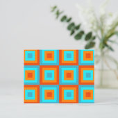 Geometrische patronen Kleur Turquoise Oranje Briefkaart (Staand voorkant)