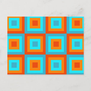 Geometrische patronen Kleur Turquoise Oranje Briefkaart