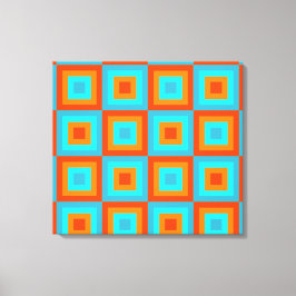 Geometrische patronen Kleur Turquoise Oranje Canvas Afdruk