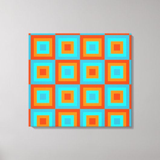 Geometrische patronen Kleur Turquoise Oranje Canvas Afdruk (Voorkant)