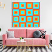 Geometrische patronen Kleur Turquoise Oranje Canvas Afdruk (Insitu (Woonkamer))