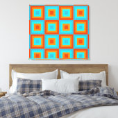 Geometrische patronen Kleur Turquoise Oranje Canvas Afdruk (Insitu (Slaapkamer))
