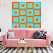 Geometrische patronen Kleur Turquoise Oranje Canvas Afdruk (Insitu (Woonkamer))