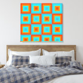 Geometrische patronen Kleur Turquoise Oranje Canvas Afdruk (Insitu (Slaapkamer))