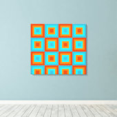 Geometrische patronen Kleur Turquoise Oranje Canvas Afdruk (Insitu (Houten vloer))