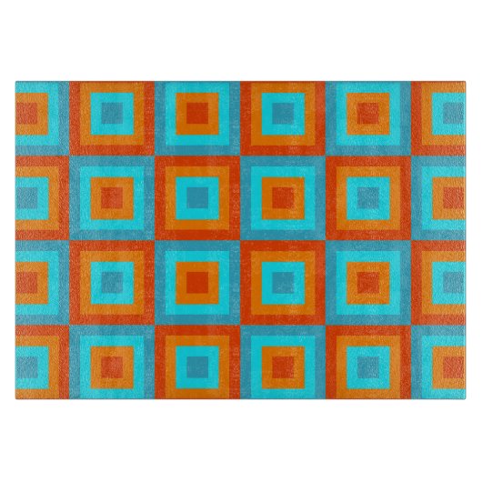 Geometrische patronen Kleur Turquoise Oranje Snijplank (Voorkant)