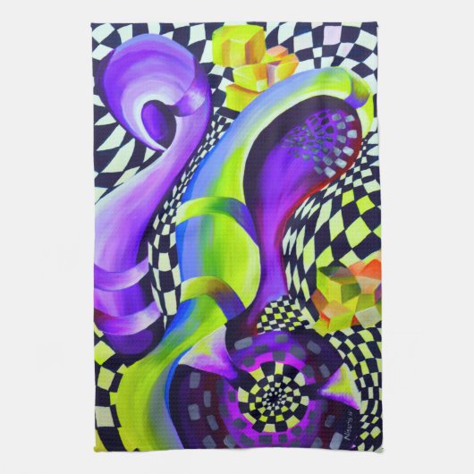 Geometrische patronen kunst Deco Theedoek (Verticaal)