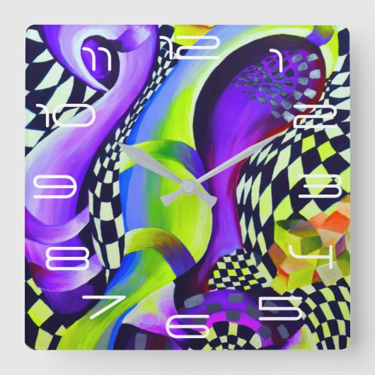 Geometrische patronen kunst Deco Vierkante Klok (Voorkant)