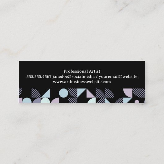 Geometrische patronen pastelkleur mini visitekaartje (Achterkant)