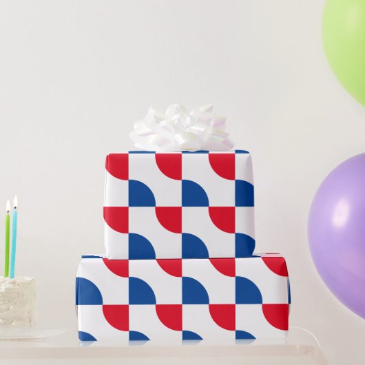 Geometrische patronen Rode Blauwe Aangepaste Kleur Cadeaupapier (Feestgeschenken)