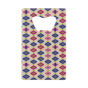Geometrische patronen: Traditionele Textiel Illust Creditkaart Flessenopener
