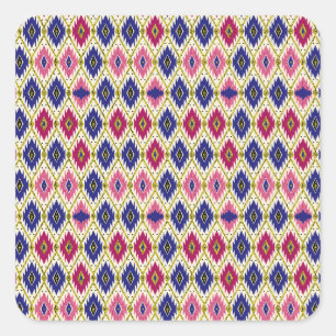 Geometrische patronen: Traditionele Textiel Illust Vierkante Sticker