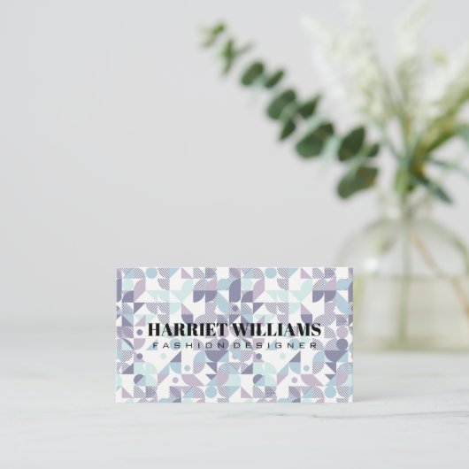 Geometrische patronen van Blues Purples Visitekaartje (Staand voorkant)