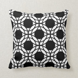 Geometrische patronen voor zwarte en witte cirkels kussen