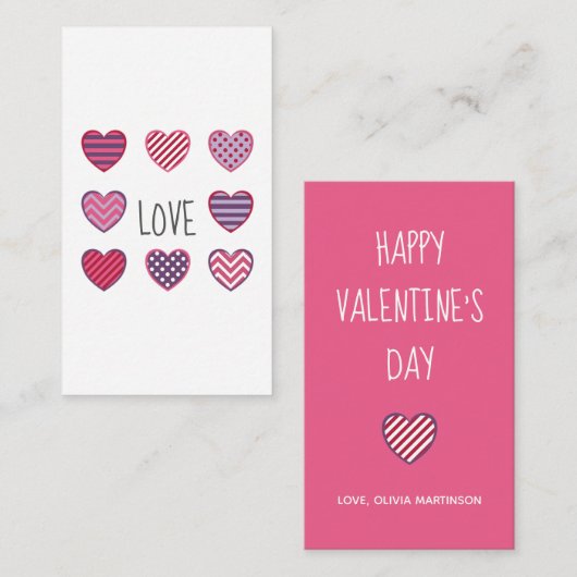 Geometrische patroon harten houden van gelukkige V Notitiekaartje (Voorkant / Achterkant)