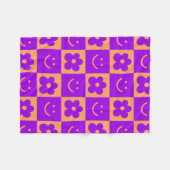 Geometrische patroon retro kleuren 70s fleece deken (Voorkant (Horizontaal))